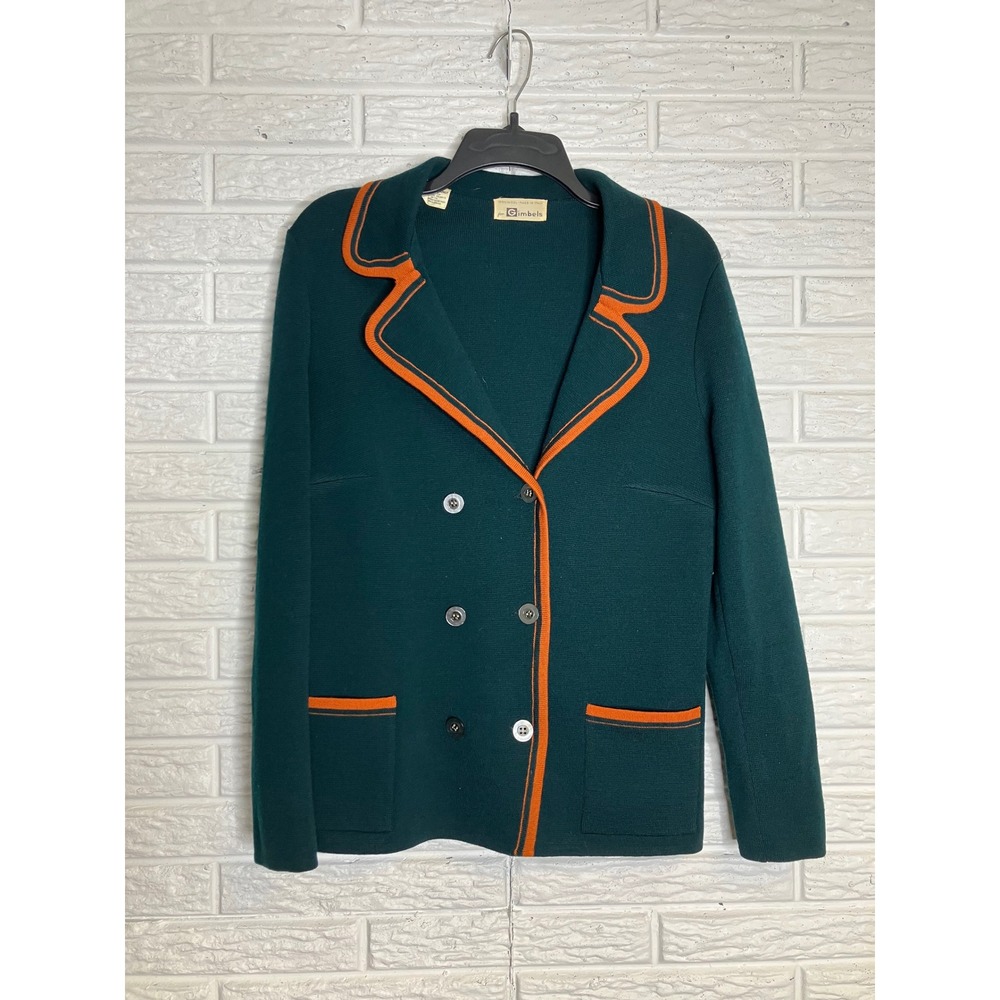 Vintage Gimbels 100% wool double breasted blazer made in Italy‎ emerald green